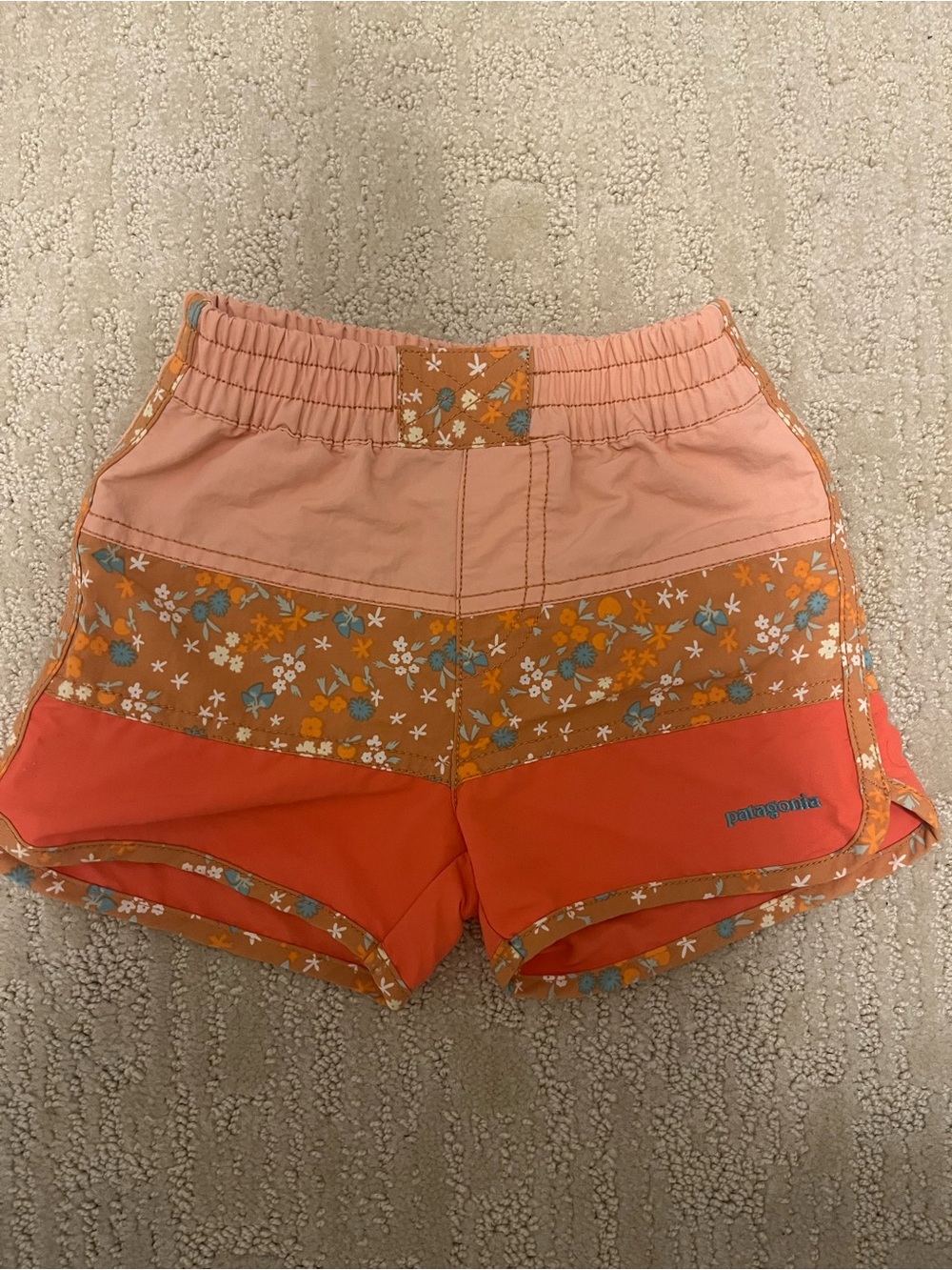 Patagonia Floral Colorblock Board Shorts - Pink & Orange